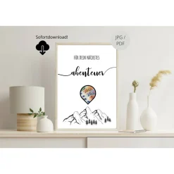 Geldgeschenk Geburtstag | persönliches Geburtstagsgeschenk Abenteuer Reise | Wandern Berge Standort | runder Geburtstag