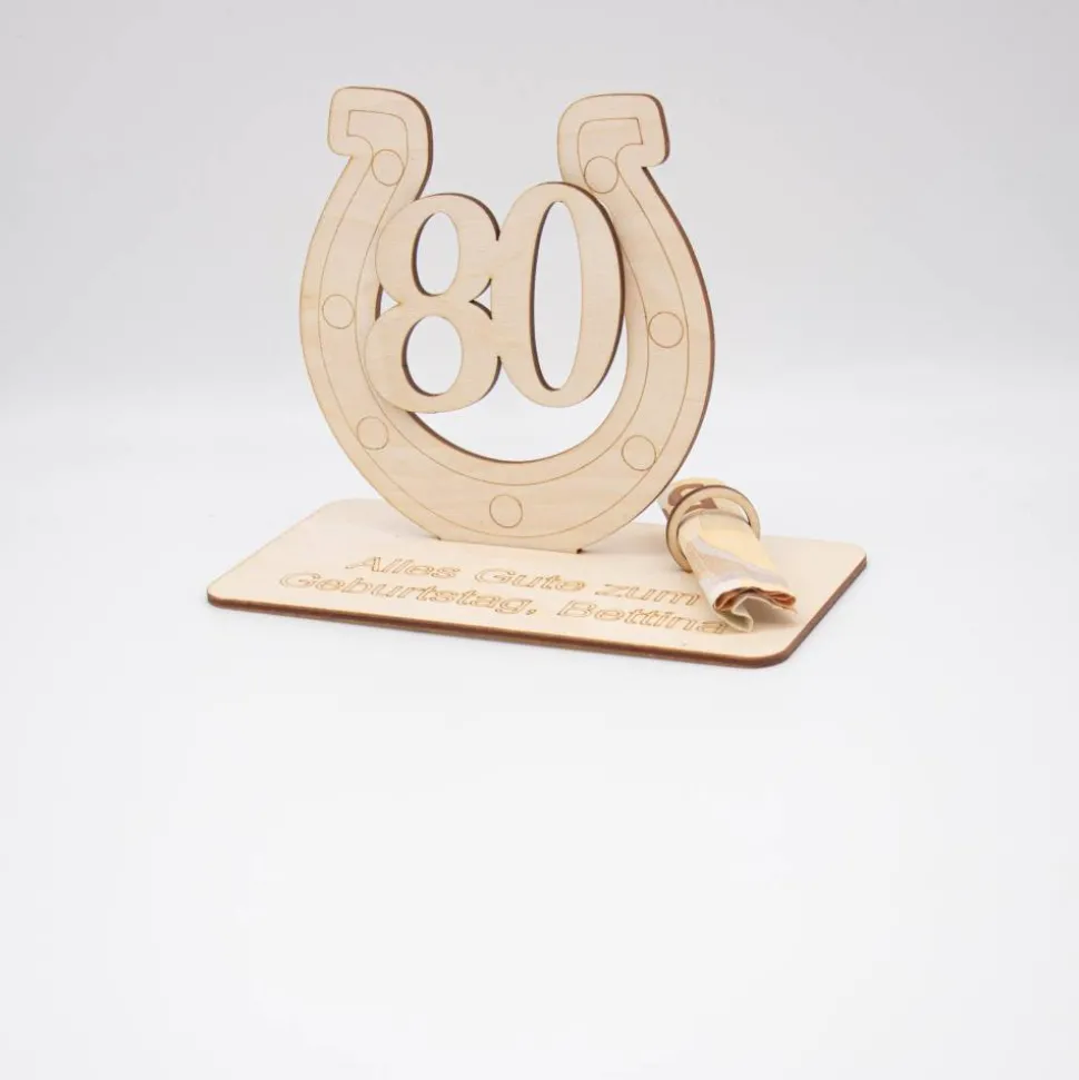 Geldgeschenk 80.Geburtstag - aus Holz personalisiert