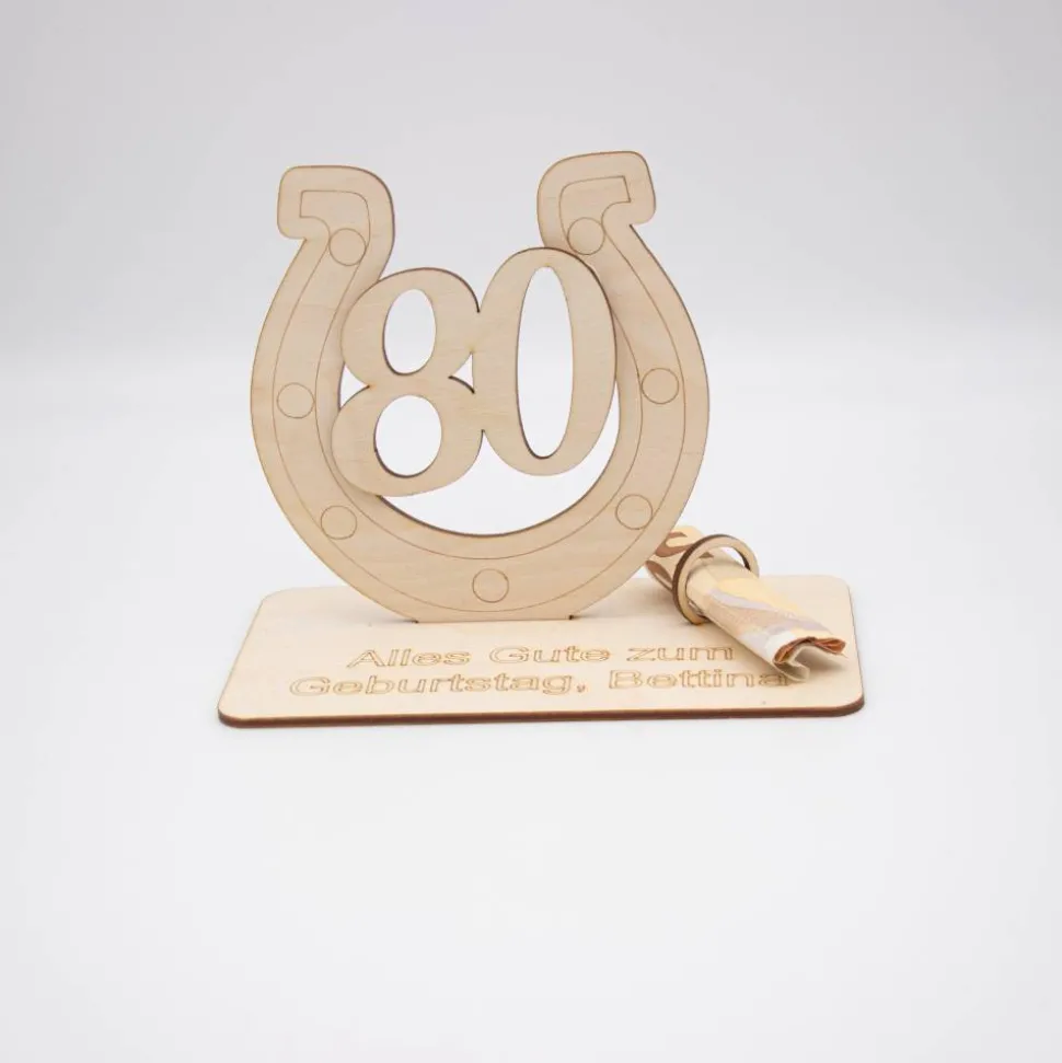 Geldgeschenk 80.Geburtstag - aus Holz personalisiert