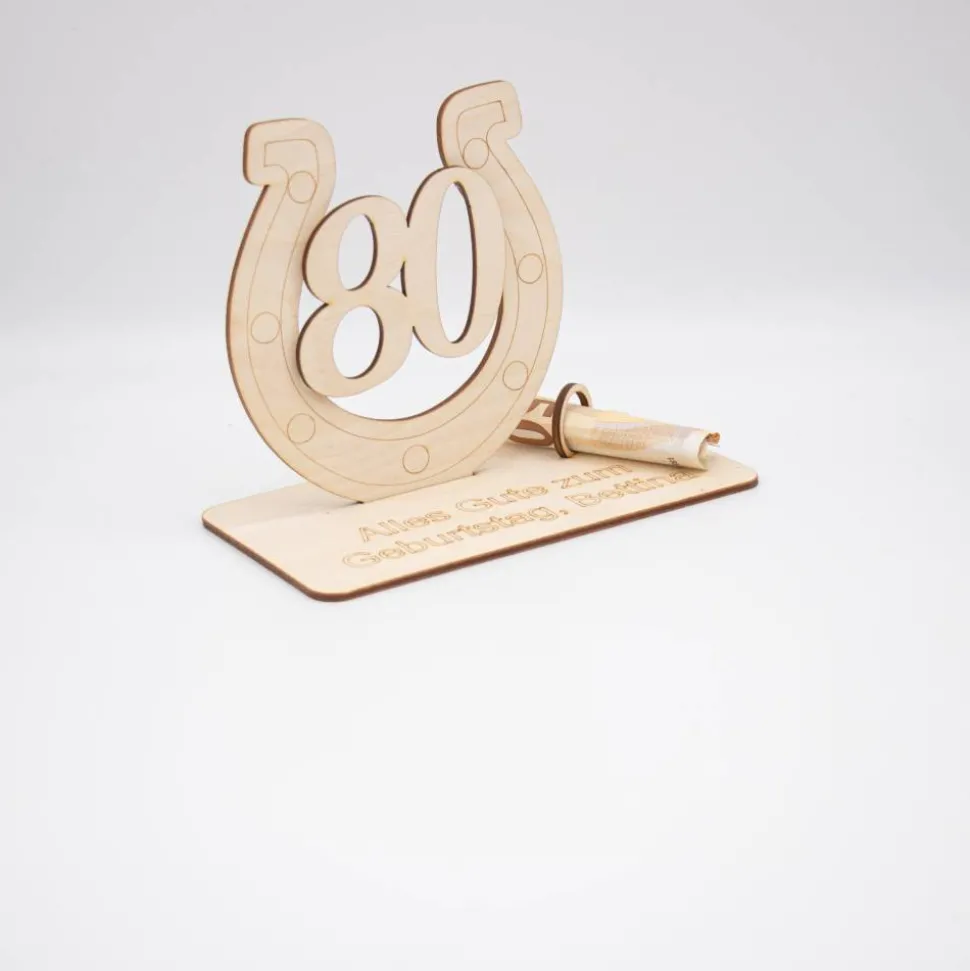 Geldgeschenk 80.Geburtstag - aus Holz personalisiert