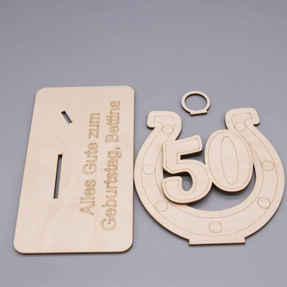 Geldgeschenk 50.Geburtstag - aus Holz personalisiert