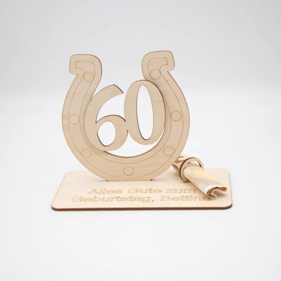 Geldgeschenk 60.Geburtstag - aus Holz personalisiert