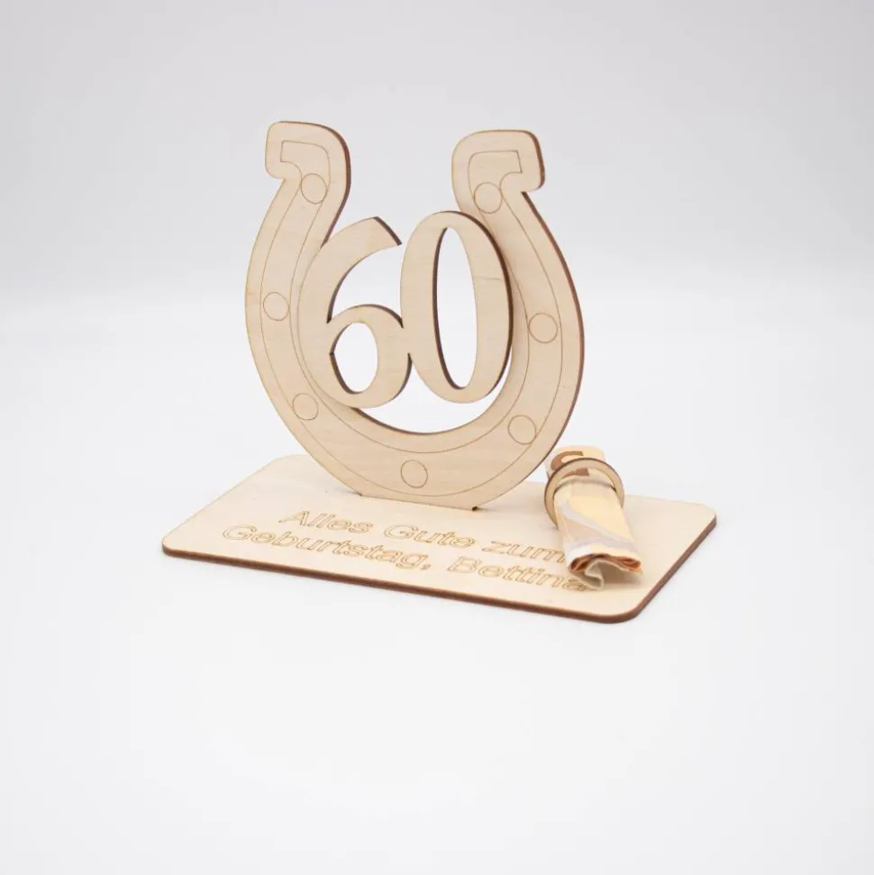 Geldgeschenk 60.Geburtstag - aus Holz personalisiert
