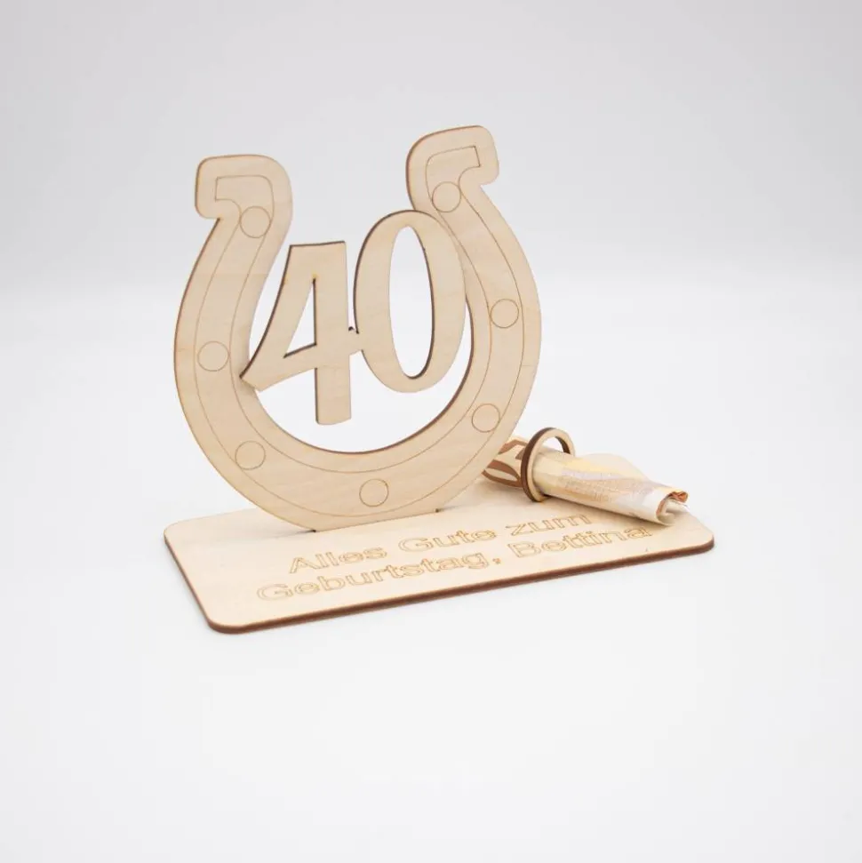 Geldgeschenk 40.Geburtstag - aus Holz personalisiert