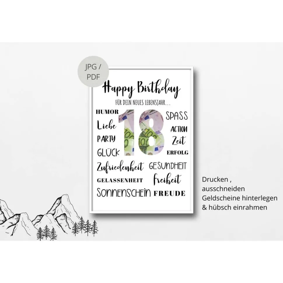 Geldgeschenk 18.Geburtstag | persönliches Geburtstagsgeschenk | Volljährig | Geburtstag Geldgeschenk | Endlich 18