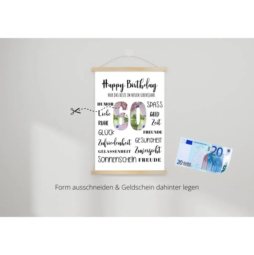 Geldgeschenk 60.Geburtstag | persönliches Geburtstagsgeschenk | runder Geburtstag Geldgeschenk