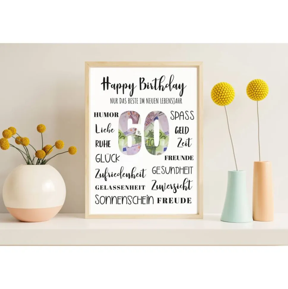 Geldgeschenk 60.Geburtstag | persönliches Geburtstagsgeschenk | runder Geburtstag Geldgeschenk