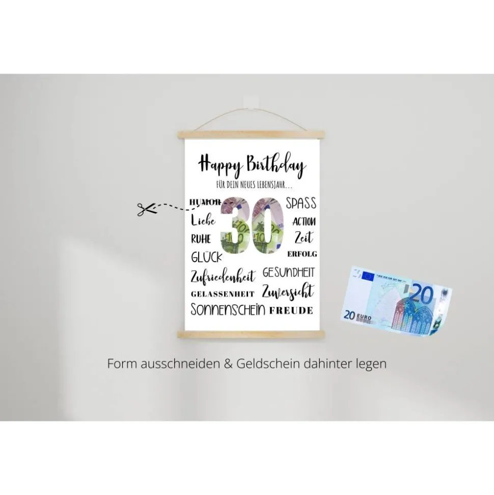 Geldgeschenk 30.Geburtstag | persönliches Geburtstagsgeschenk | runder Geburtstag Geldgeschenk