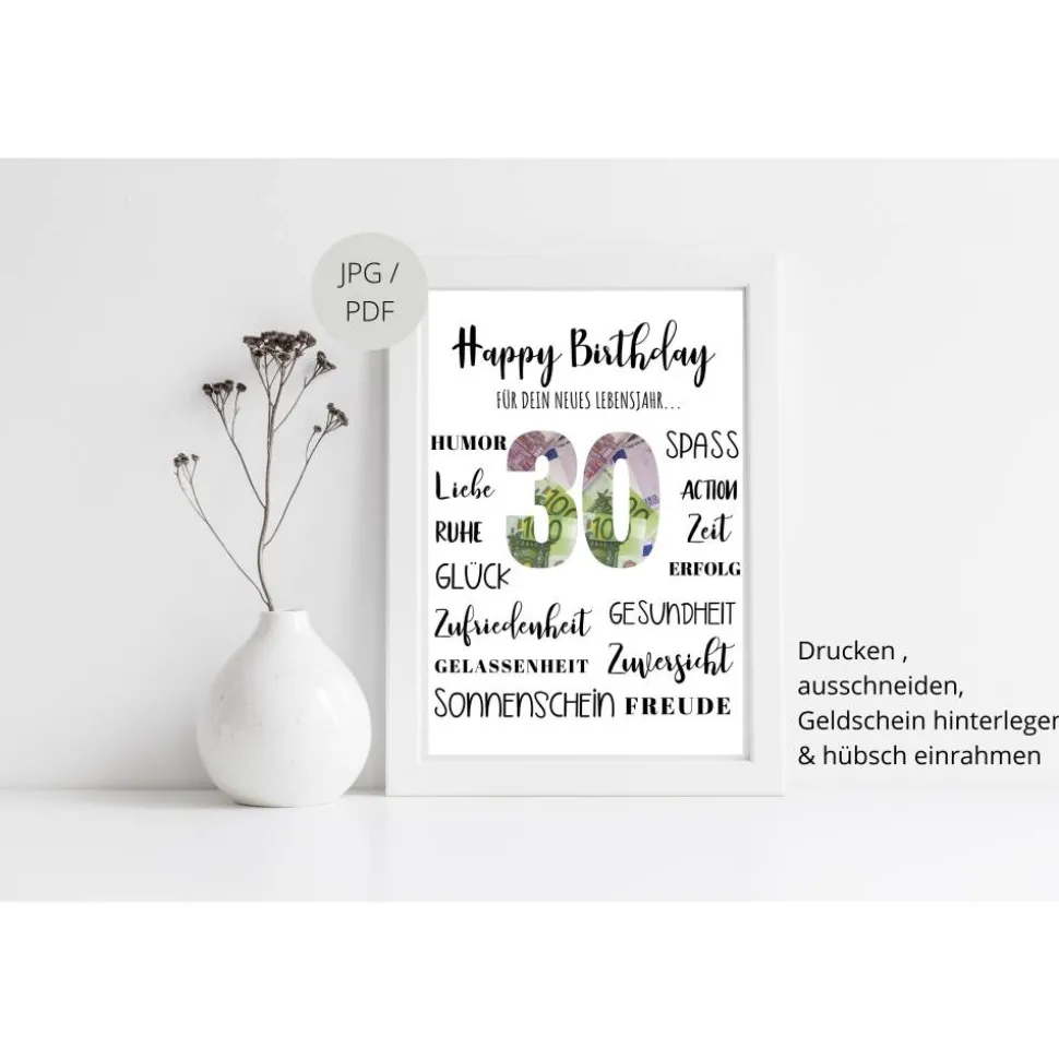 Geldgeschenk 30.Geburtstag | persönliches Geburtstagsgeschenk | runder Geburtstag Geldgeschenk