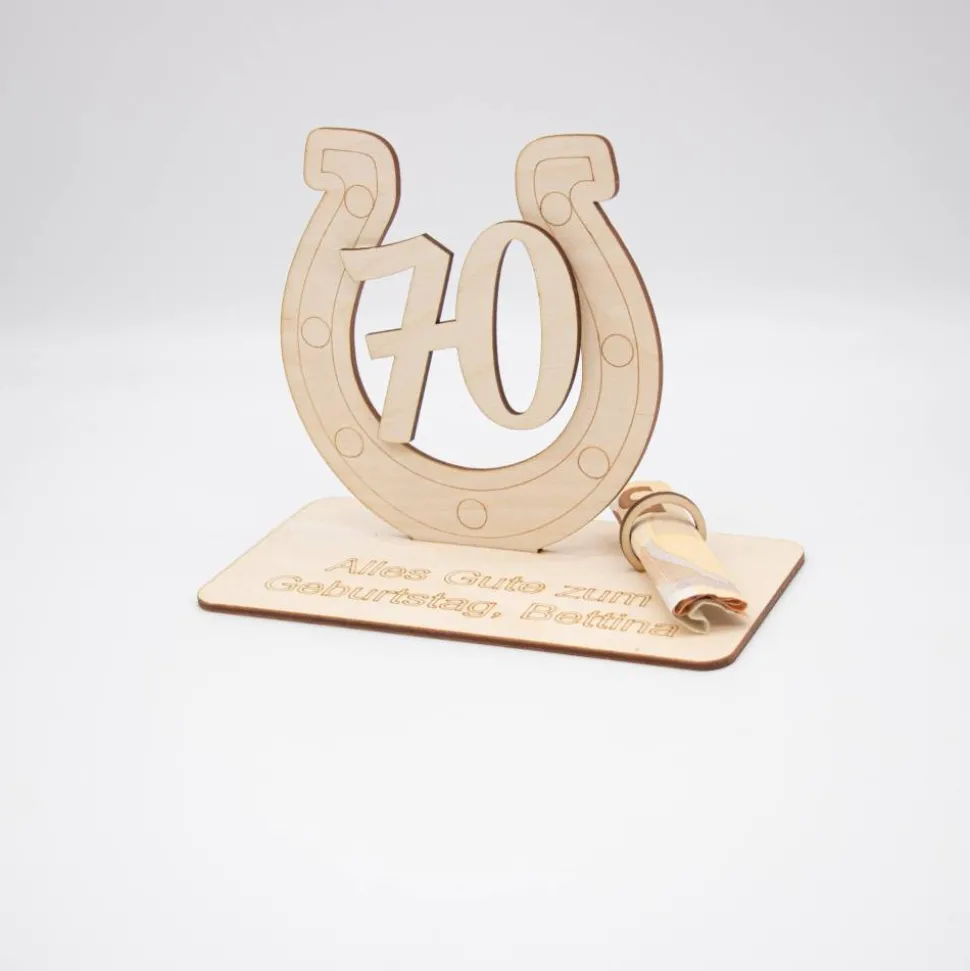 Geldgeschenk 70.Geburtstag - aus Holz personalisiert
