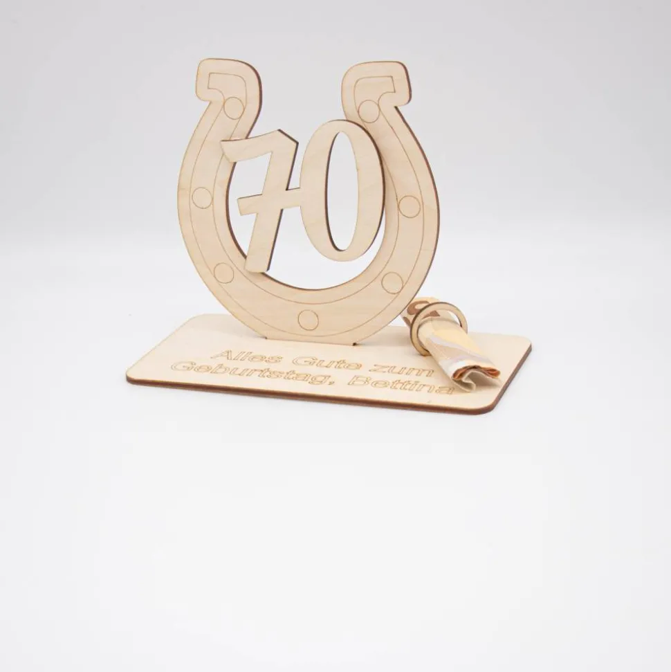 Geldgeschenk 70.Geburtstag - aus Holz personalisiert
