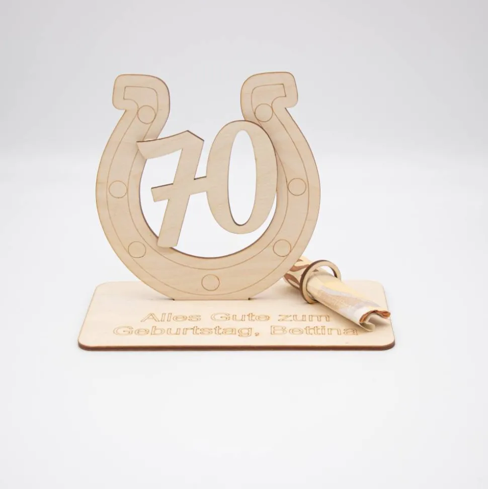 Geldgeschenk 70.Geburtstag - aus Holz personalisiert