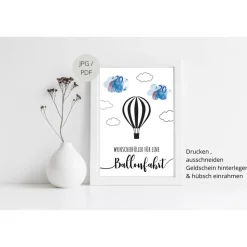 Geldgeschenk Geburtstag | persönliches Geburtstagsgeschenk Heißluftballonfahrt | Geschenk Ballonfahrt Vorlage
