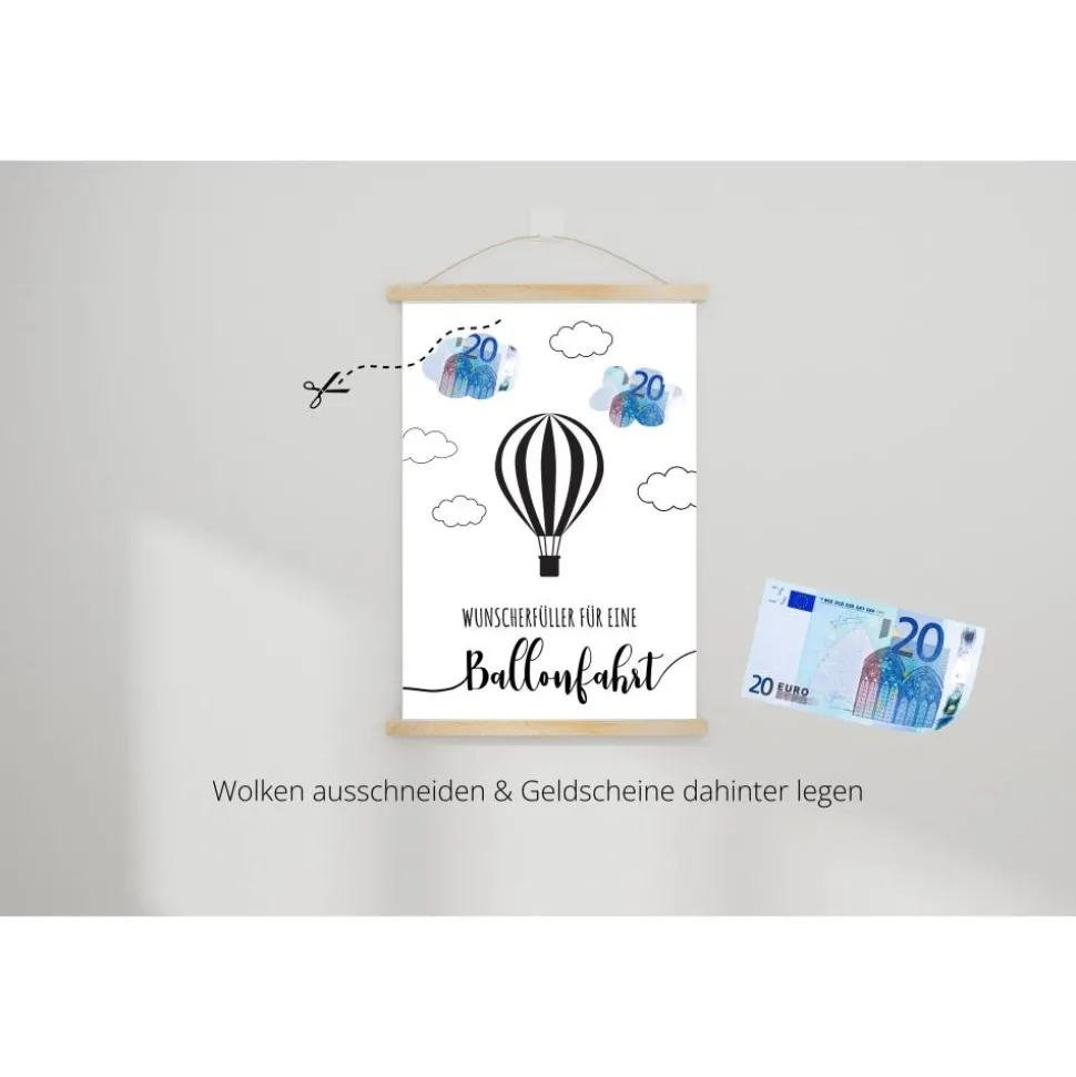 Geldgeschenk Geburtstag | persönliches Geburtstagsgeschenk Heißluftballonfahrt | Geschenk Ballonfahrt Vorlage