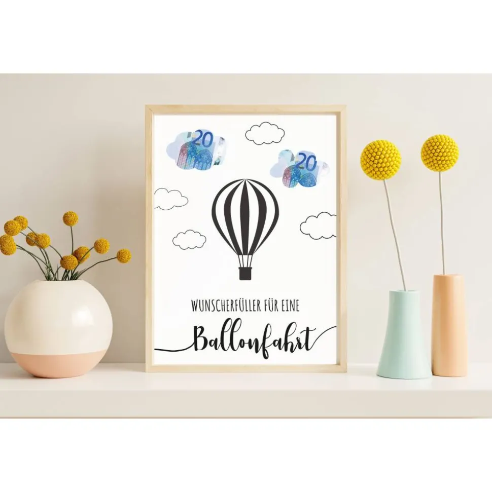 Geldgeschenk Geburtstag | persönliches Geburtstagsgeschenk Heißluftballonfahrt | Geschenk Ballonfahrt Vorlage