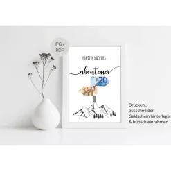 Geldgeschenk Geburtstag | persönliches Geburtstagsgeschenk Abenteuer Reise | Wandern Berge | runder Geburtstag