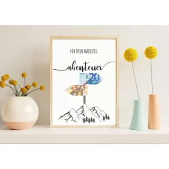 Geldgeschenk Geburtstag | persönliches Geburtstagsgeschenk Abenteuer Reise | Wandern Berge | runder Geburtstag