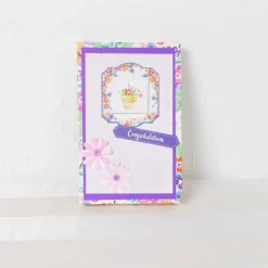 Geldgeschenk Geburtstag, Glückwunschkarte in Geschenkverpackung, lila rosa