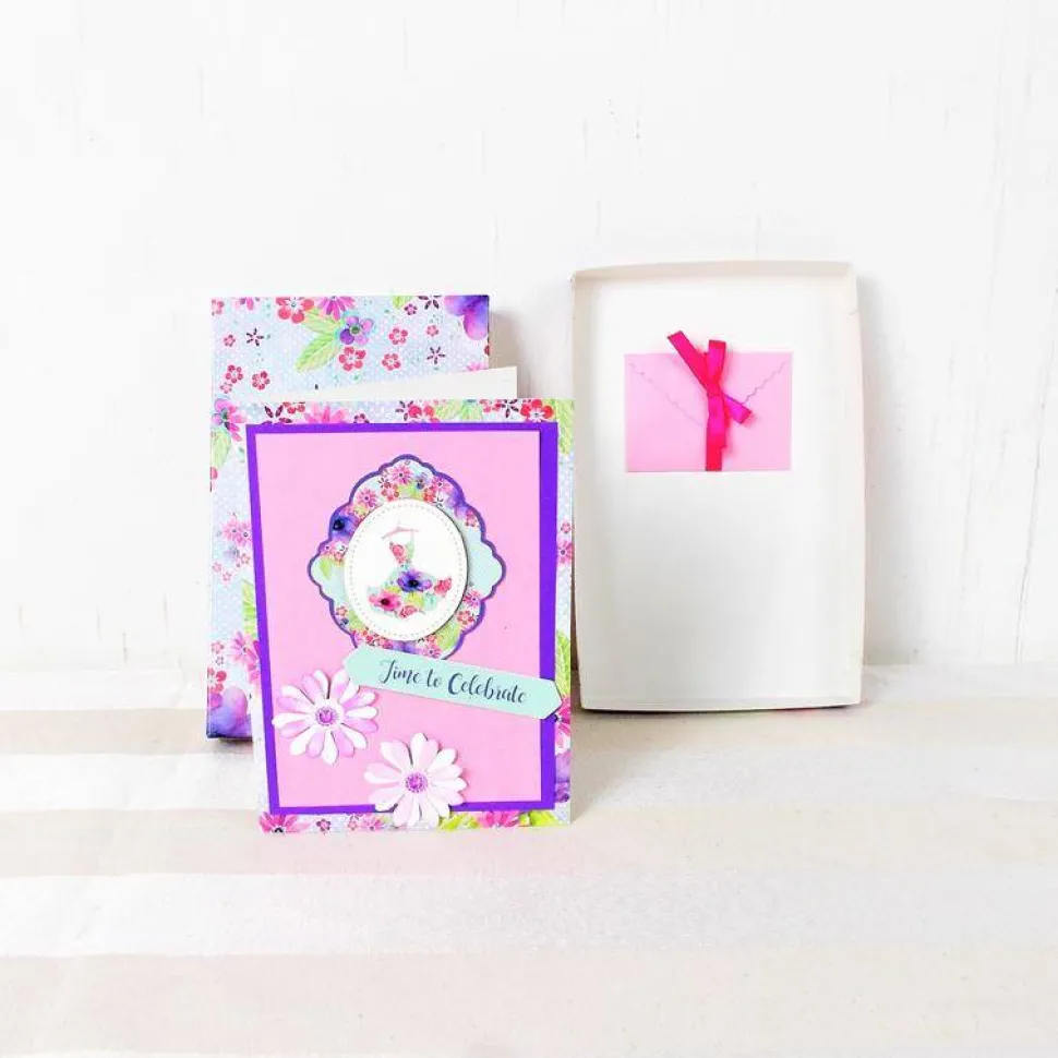 Geldgeschenk Geburtstag, Glückwunschkarte in Geschenkverpackung, rosa lila