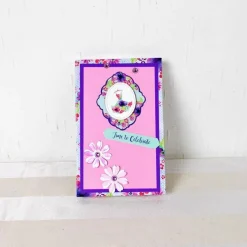 Geldgeschenk Geburtstag, Glückwunschkarte in Geschenkverpackung, rosa lila