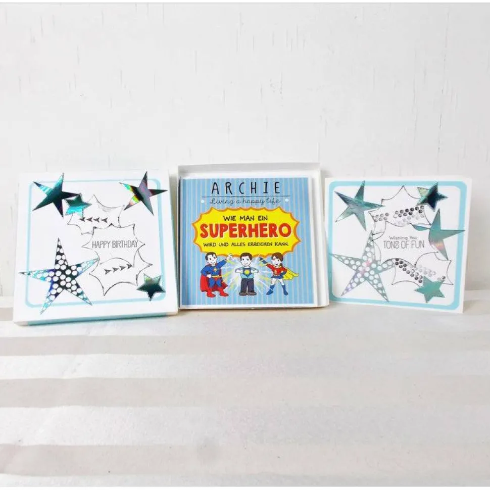 Geldgeschenk Geburtstag, Happy Birthday, Superheld, weiß blau