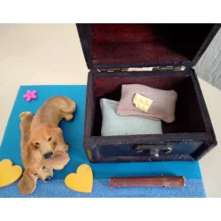 Geldgeschenk Geburtstag Hund Basset mit kleiner Truhe – Kreative Geschenkidee