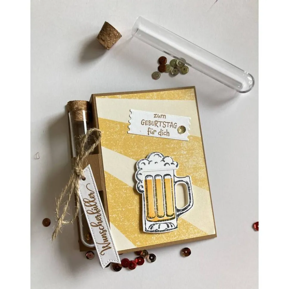 Geldgeschenk Geburtstag Reagenzglas Bier Röhrchen Geldverpackung Wunscherfüller Geschenkidee Männer +Umschlag