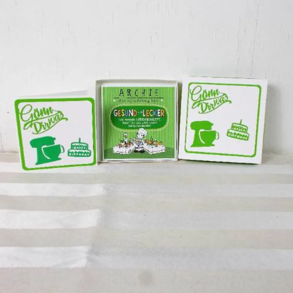 Geldgeschenk Geburtstag, weiß grün mit lustigem Buch, Geburtstagsgeschenk