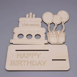 Geldgeschenk Geburtstagstorte - aus Holz personalisiert