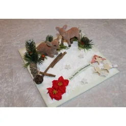 Geldgeschenk, Geldverpackung zu Weihnachten mit Rehen im Schnee