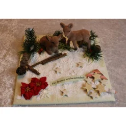 Geldgeschenk, Geldverpackung zu Weihnachten mit Rehen im Schnee