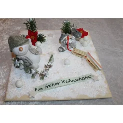 Geldgeschenk, Geldverpackung zu Weihnachten mit einem lustigen Schneemann und einer Weihnachtsmaus