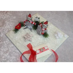 Geldgeschenk, Geldverpackung zu Weihnachten mit zwei lustigen Weihnachtsmäusen