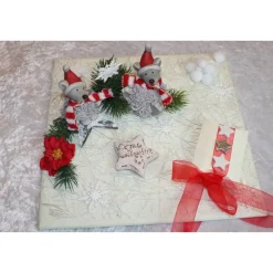 Geldgeschenk, Geldverpackung zu Weihnachten mit zwei lustigen Weihnachtsmäusen