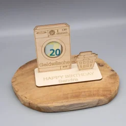 Geldgeschenk Geldwäsche/Waschmaschine - aus Holz personalisiert