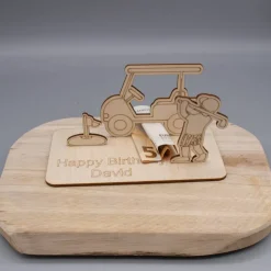 Geldgeschenk Golf - aus Holz personalisiert