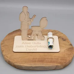 Geldgeschenk Grillen - aus Holz personalisiert
