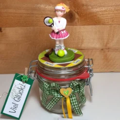Geldgeschenk Gutschein Tennis Tenniskurs oder Zubehör Geschenkglas personalisierbar für Mädchen