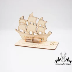 Geldgeschenk Hafen der Ehe - aus Holz personalisiert