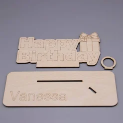 Geldgeschenk Happy Birthday - aus Holz personalisiert
