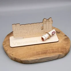 Geldgeschenk Happy Birthday - aus Holz personalisiert