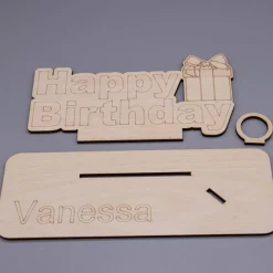 Geldgeschenk Happy Birthday - aus Holz personalisiert