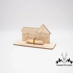 Geldgeschenk Haus- aus Holz personalisiert