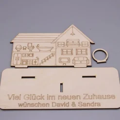 Geldgeschenk Haus- aus Holz personalisiert