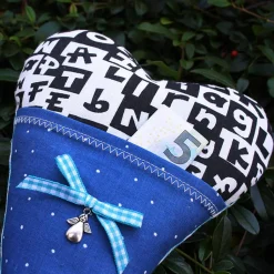 Geldgeschenk Herz blau zur Einschulung mit Schutzengel