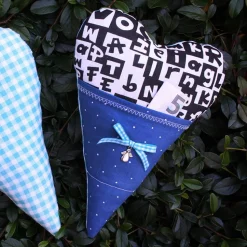 Geldgeschenk Herz blau zur Einschulung mit Schutzengel