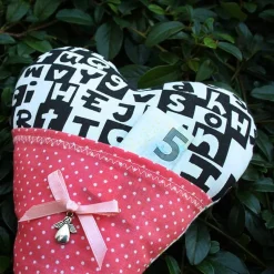 Geldgeschenk Herz rosa zur Einschulung mit Schutzengel