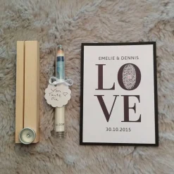 Geldgeschenk Hochzeit | QrCode Geschenkkarte inkl. Reagenzglas und Kartenständern | Verliebt Verlobt Verheiratet | LOVE