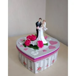 Geldgeschenk Hochzeit: Herzbox mit Brautpaar & Blumendeko – Individuell & liebevoll gestaltet