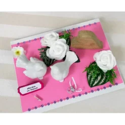 Geldgeschenk Hochzeit, Hochzeitsgeschenk, rosa, mit Tauben und Holzherz